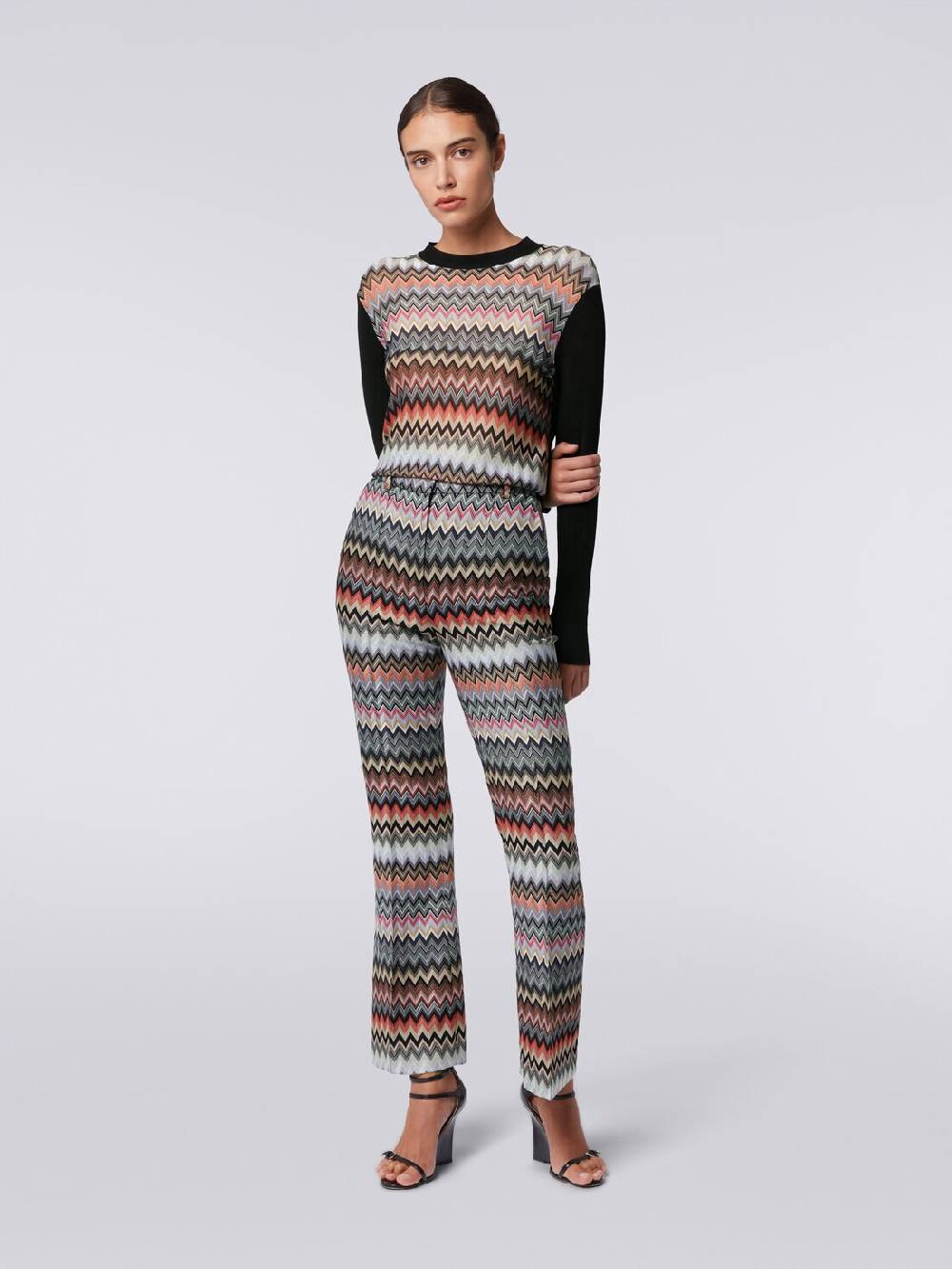Missoni Pantaloni cropped in cotone e viscosa zig zag Vendita