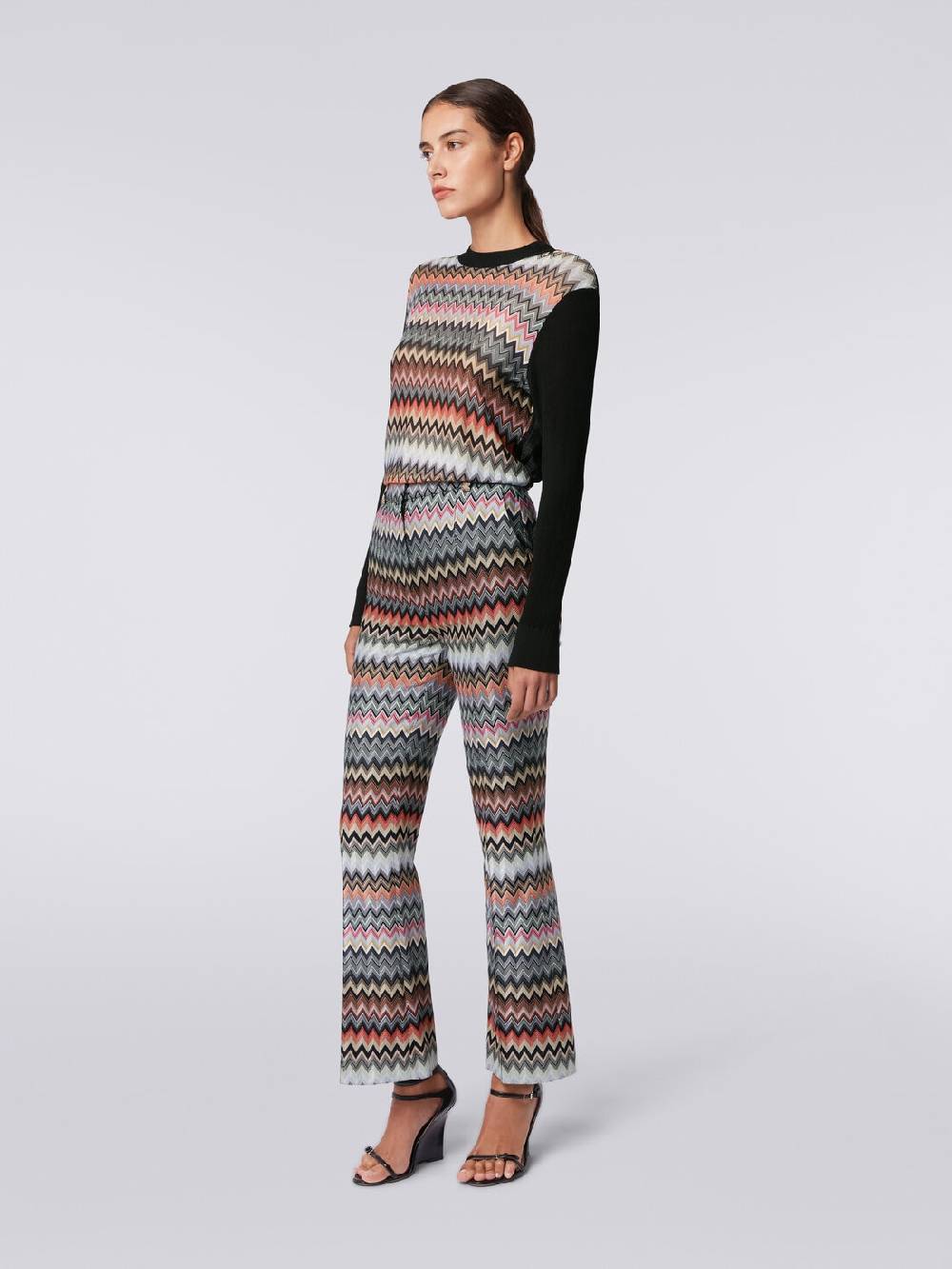 Missoni Pantaloni cropped in cotone e viscosa zig zag Vendita