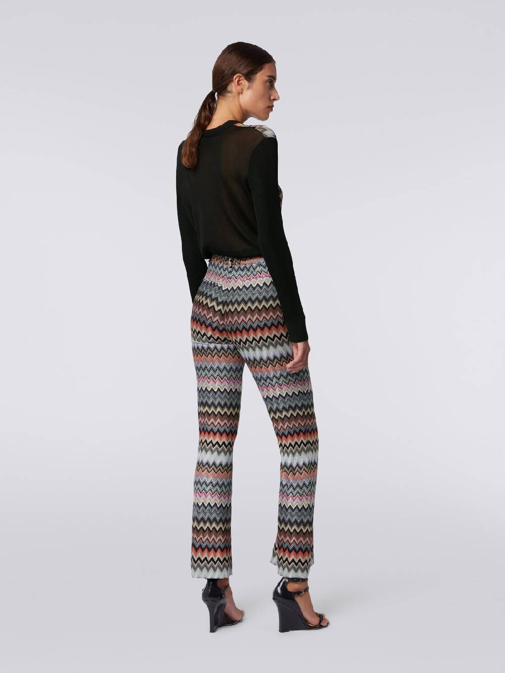 Missoni Pantaloni cropped in cotone e viscosa zig zag Vendita