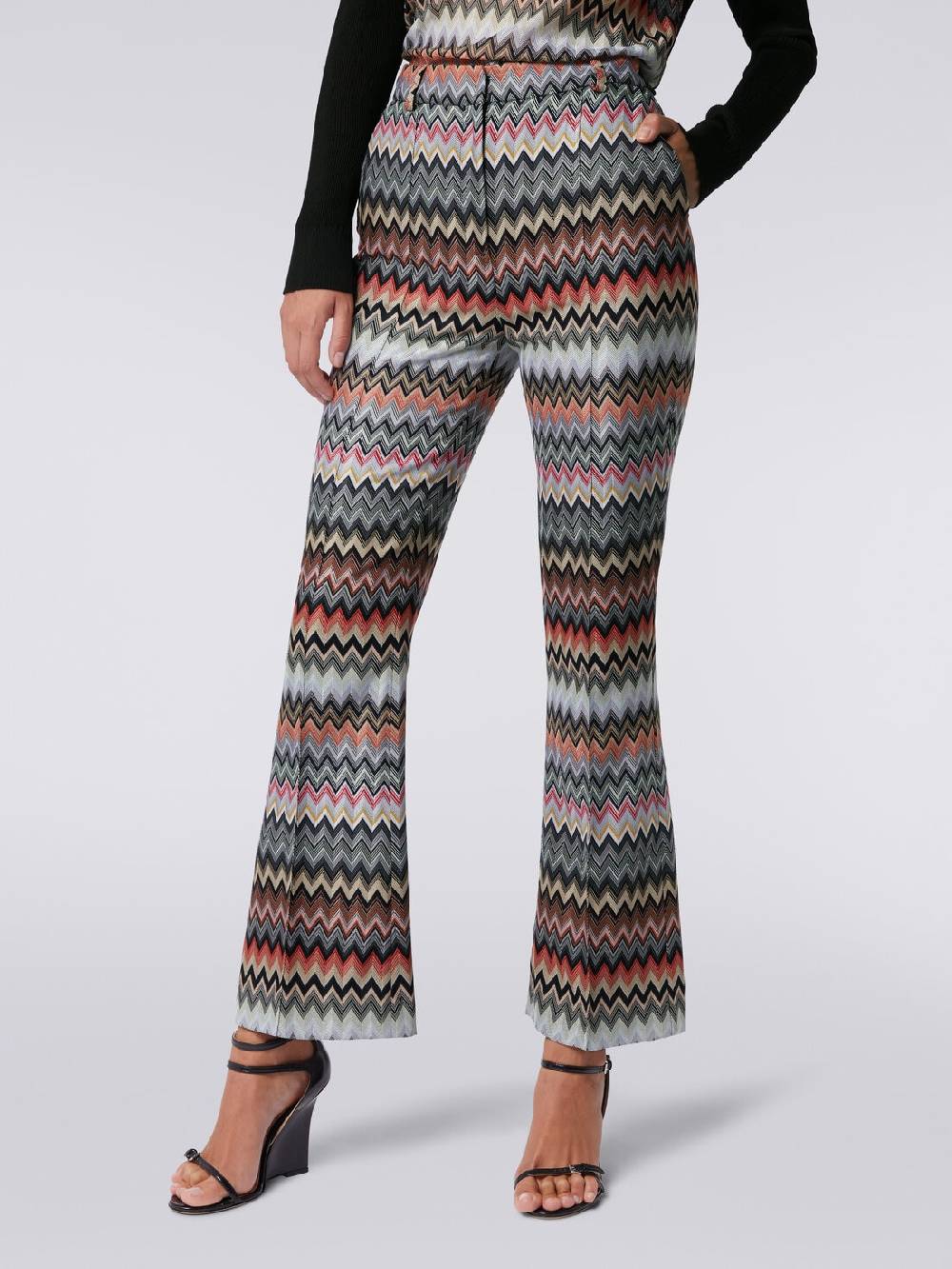 Missoni Pantaloni cropped in cotone e viscosa zig zag Vendita