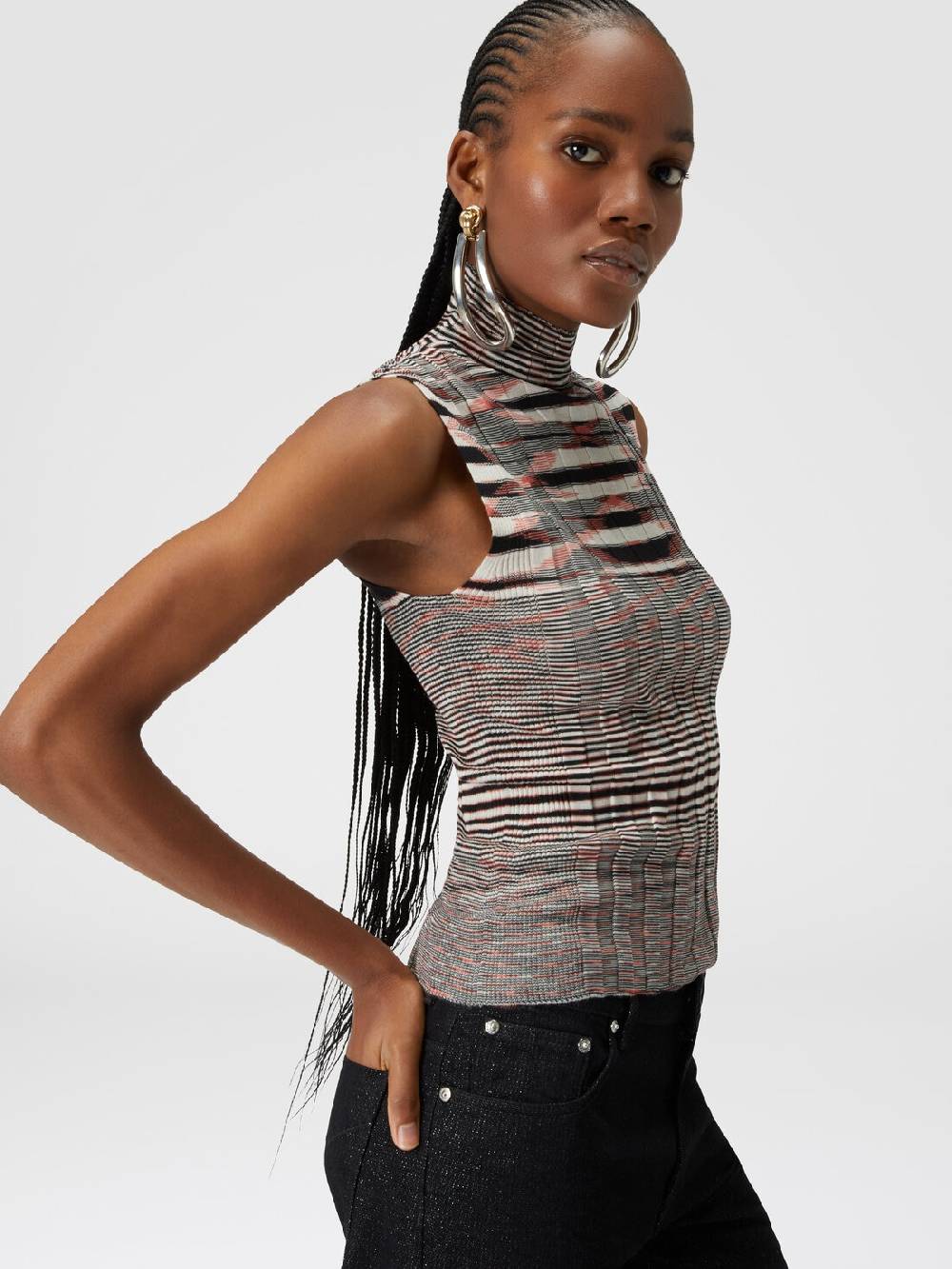 Missoni Canottiera con collo alto in cashmere e seta a costine Convenienza