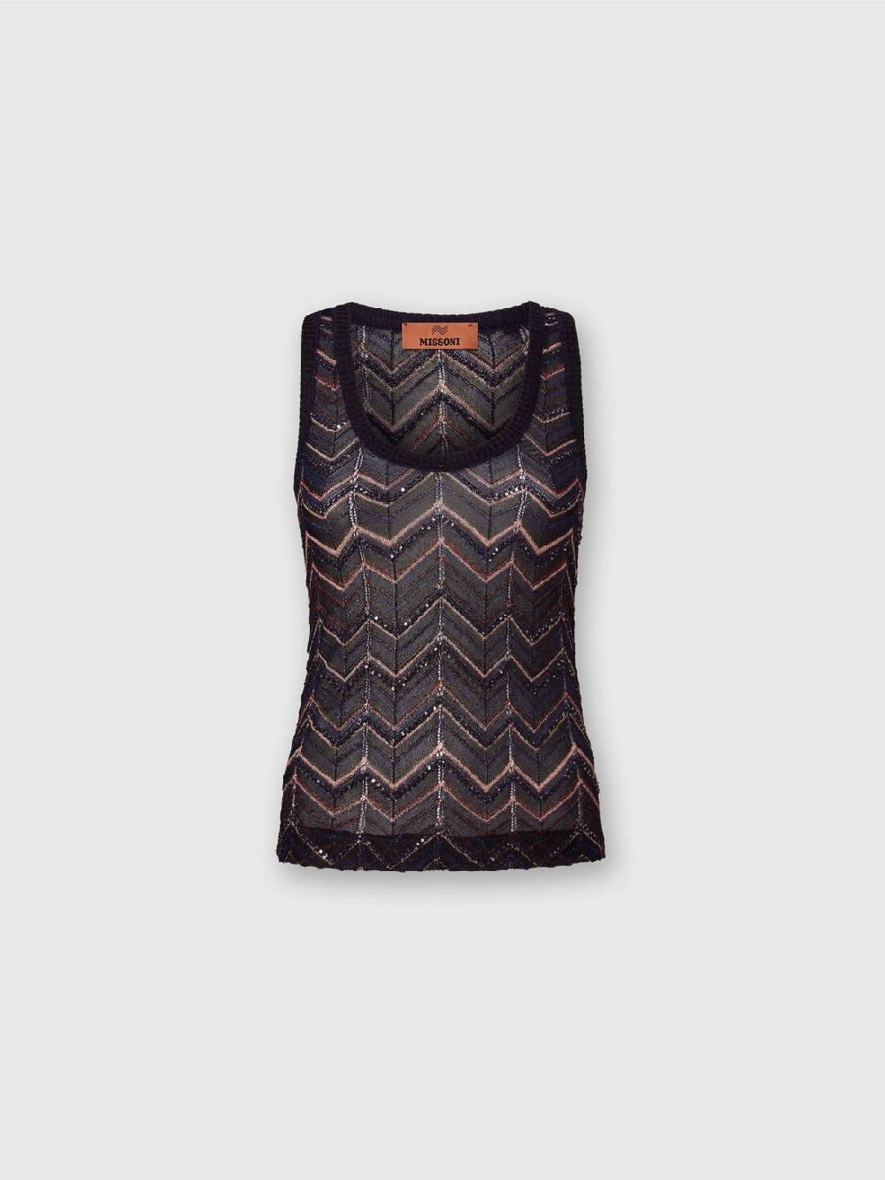 Missoni Canottiera in maglia zig zag con lurex e paillettes In Vendita