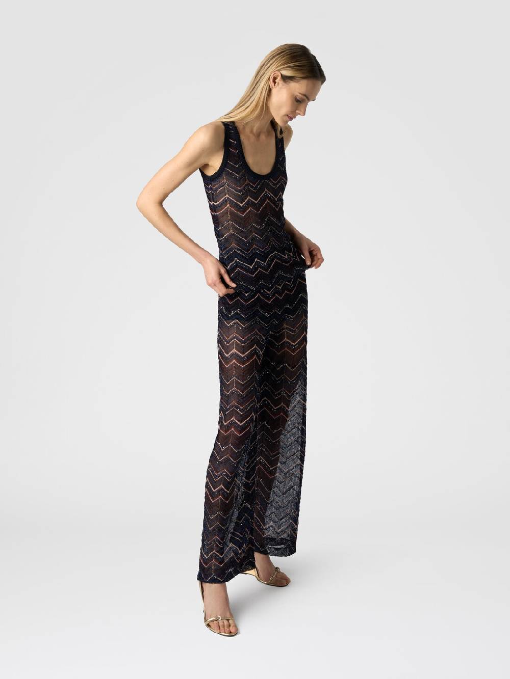 Missoni Canottiera in maglia zig zag con lurex e paillettes In Vendita