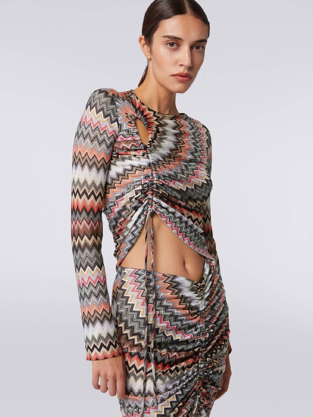 Missoni Top a maniche lunghe zig zag con arricciatura e dettaglio cut-out Saldi