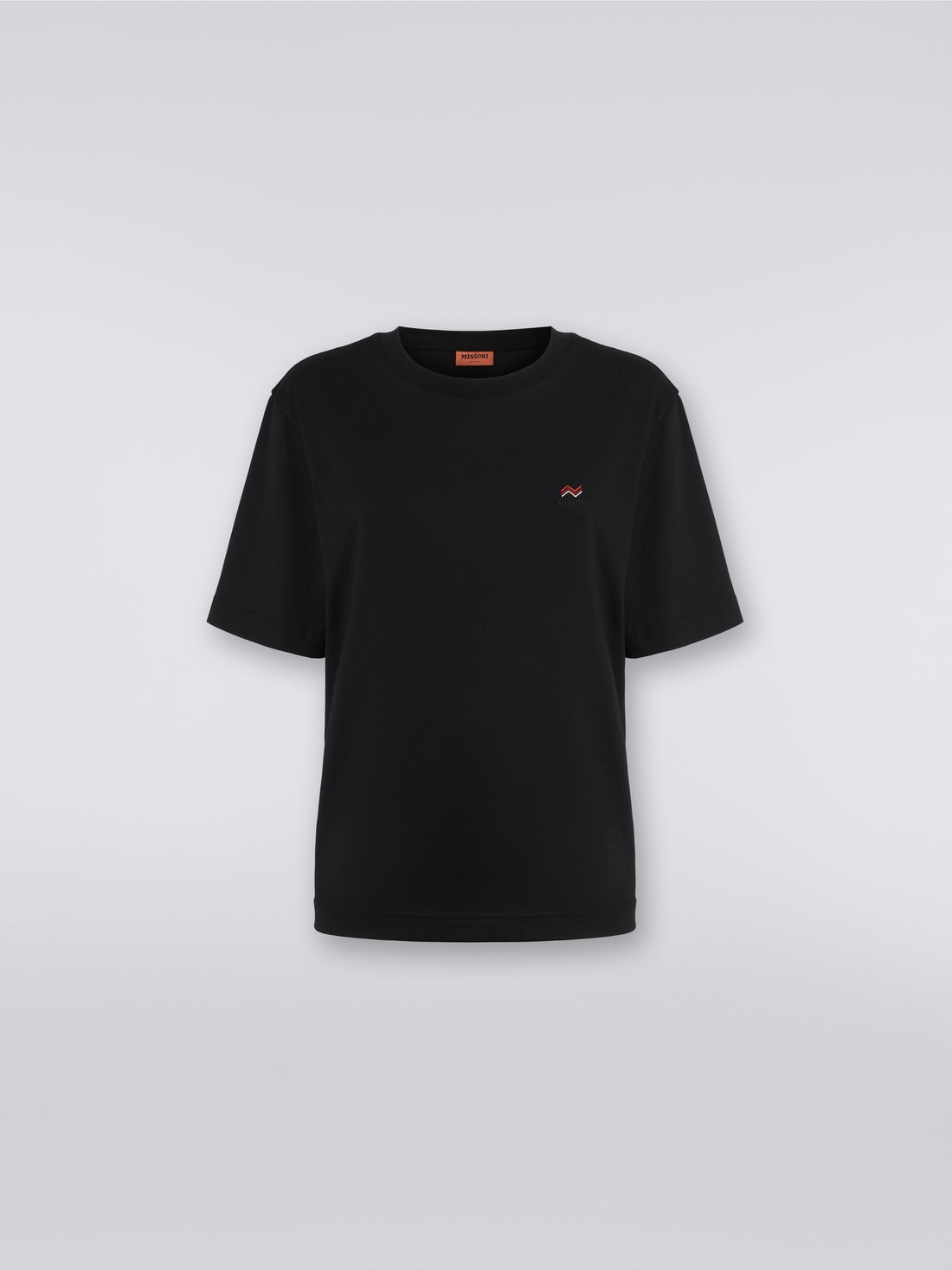 Missoni T-shirt girocollo in cotone con ricamo e logo Vendita Calda