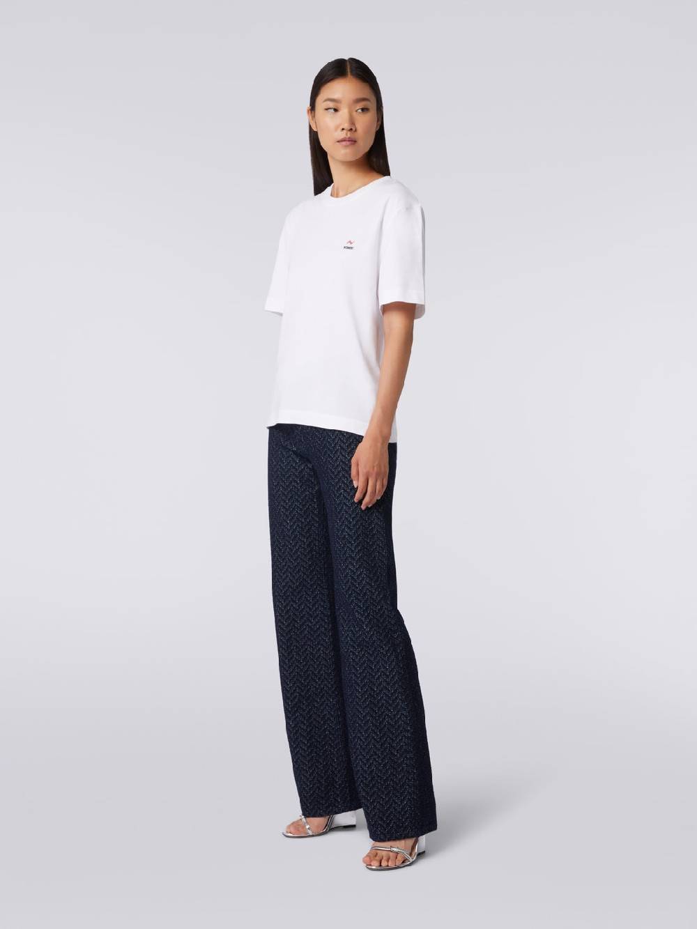 Missoni T-shirt girocollo in cotone con ricamo e logo Vendita Economica