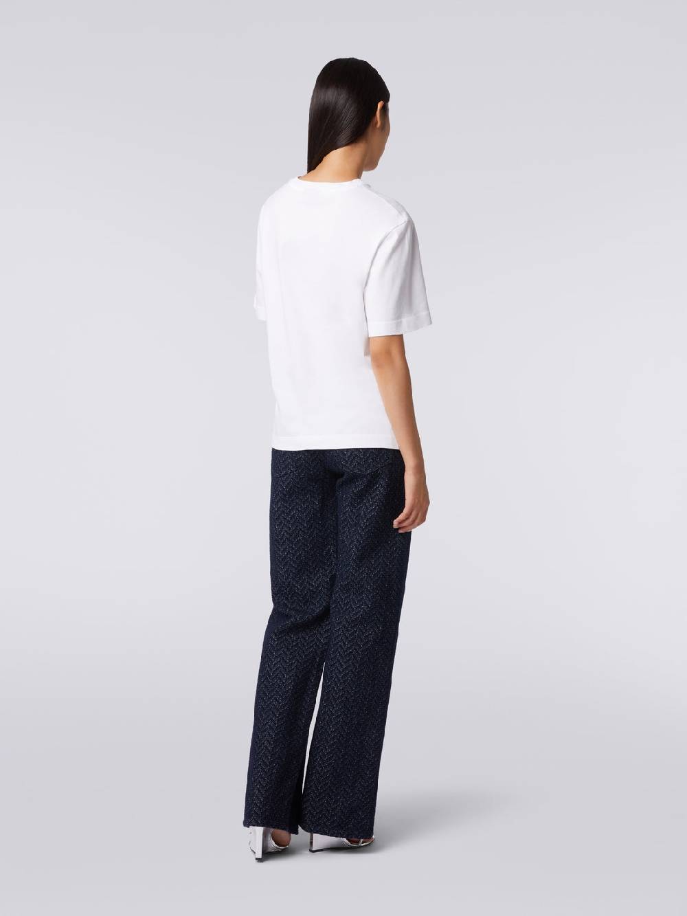 Missoni T-shirt girocollo in cotone con ricamo e logo Vendita Economica