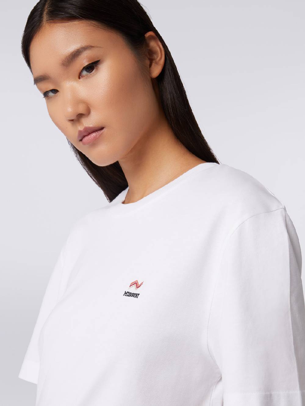 Missoni T-shirt girocollo in cotone con ricamo e logo Vendita Economica
