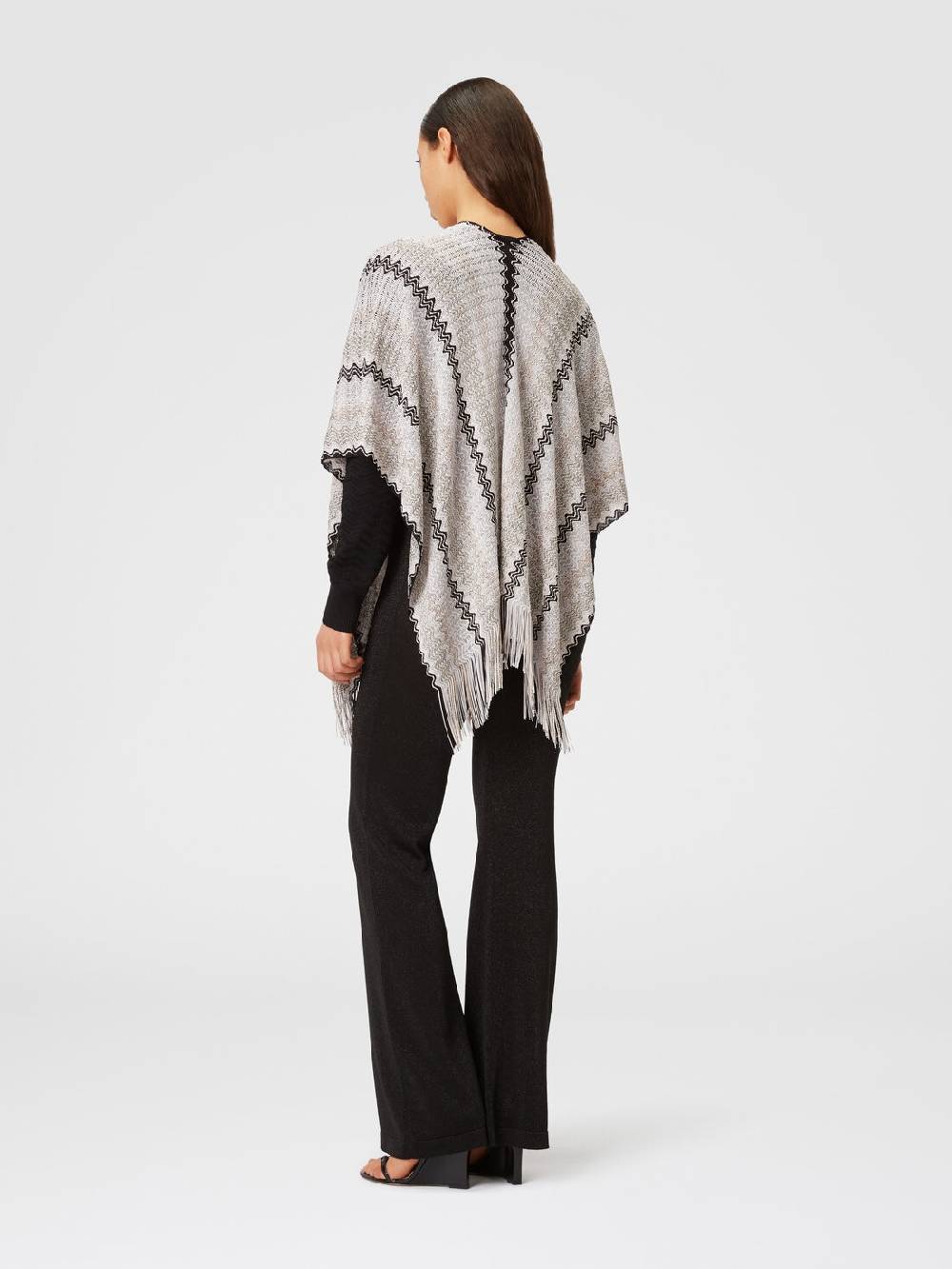 Missoni Poncho in maglia di misto viscosa con motivo a onde e frange Offerta Pasqua