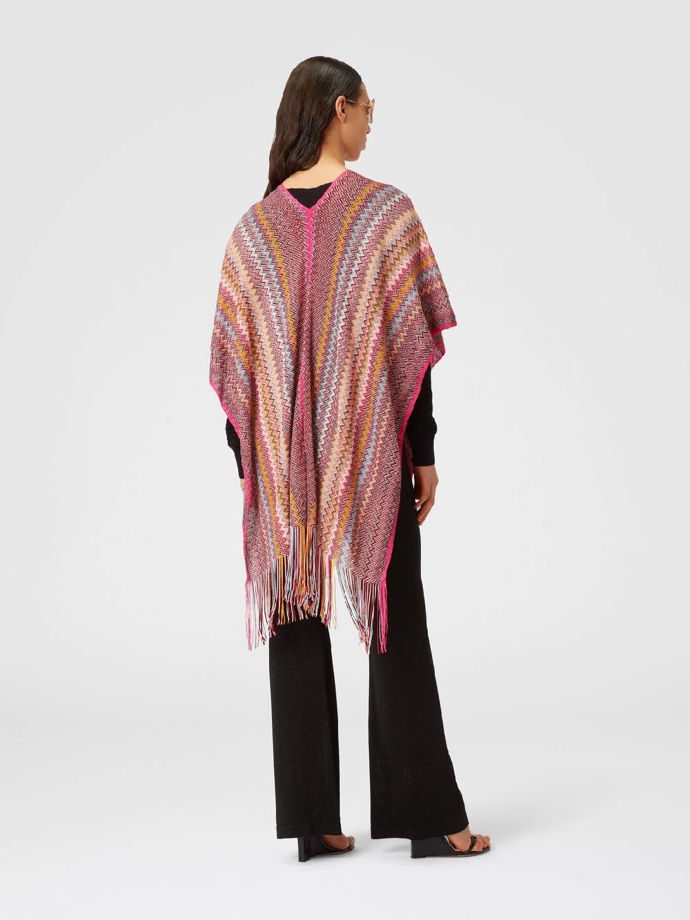 Missoni Poncho in maglia di viscosa zig zag con frange Offerta per la Festa della Mamma