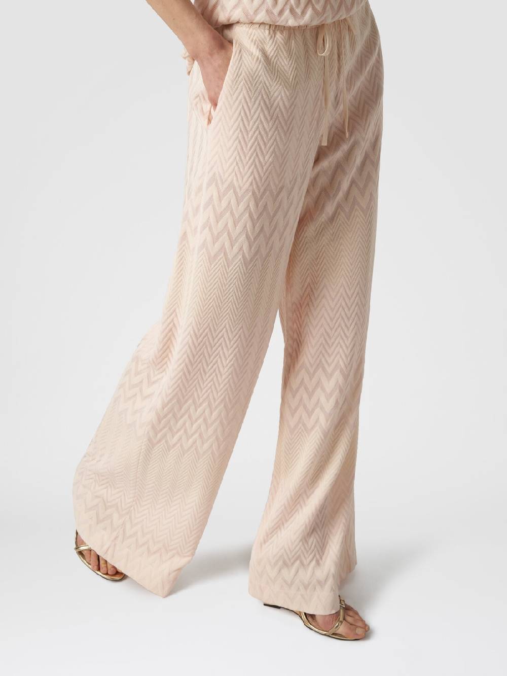 Missoni Pantaloni a palazzo in cotone e viscosa zig zag Smaltimento dello stoccaggio