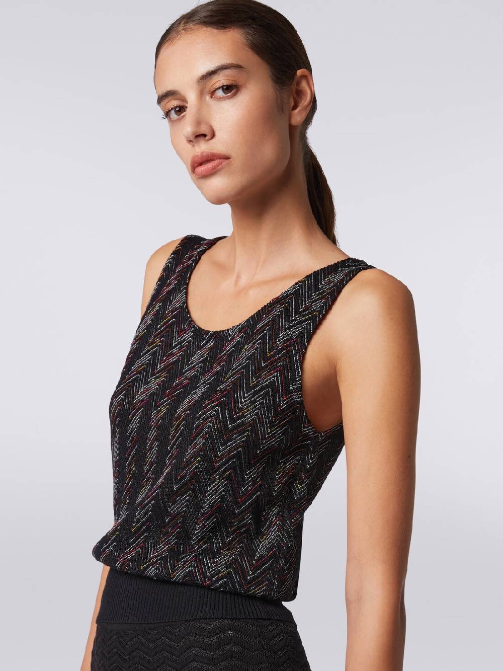 Missoni Canottiera in maglia di lana viscosa zig zag Offerta temporanea
