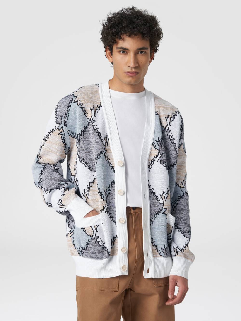 Missoni Cardigan in cotone a losanghe con scritta logo Prezzo basso