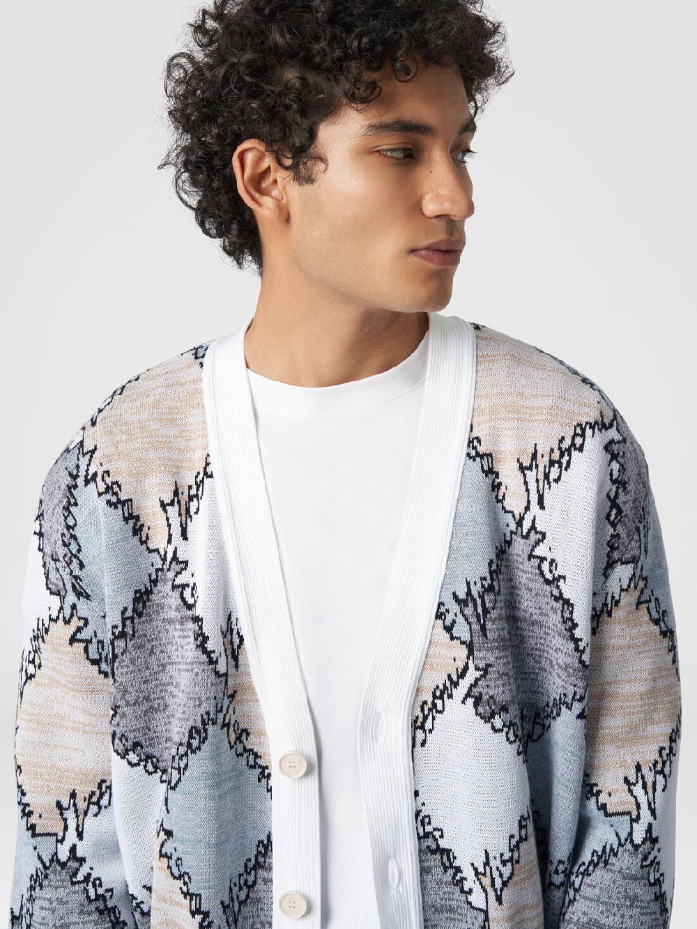 Missoni Cardigan in cotone a losanghe con scritta logo Prezzo basso