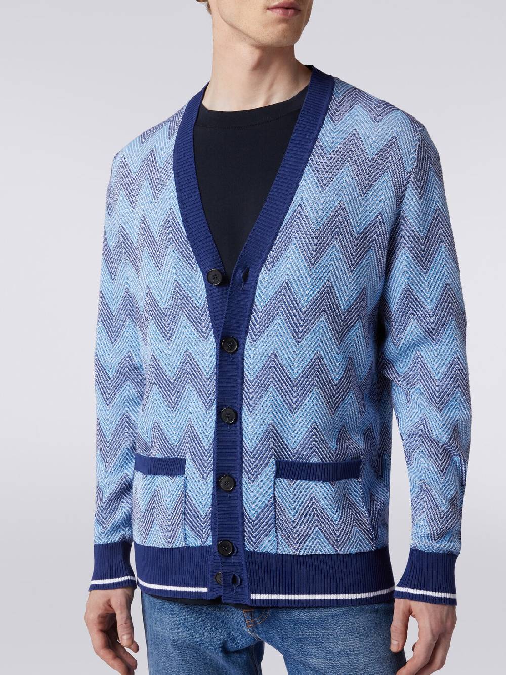 Missoni Cardigan in maglia di cotone chevron con profili a contrasto Offerta settimanale