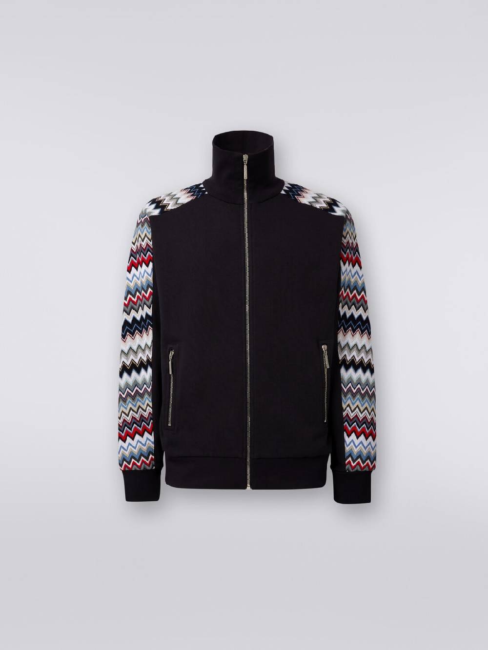 Missoni Felpa in cotone con zip e inserti zig zag ACQUISTA ORA