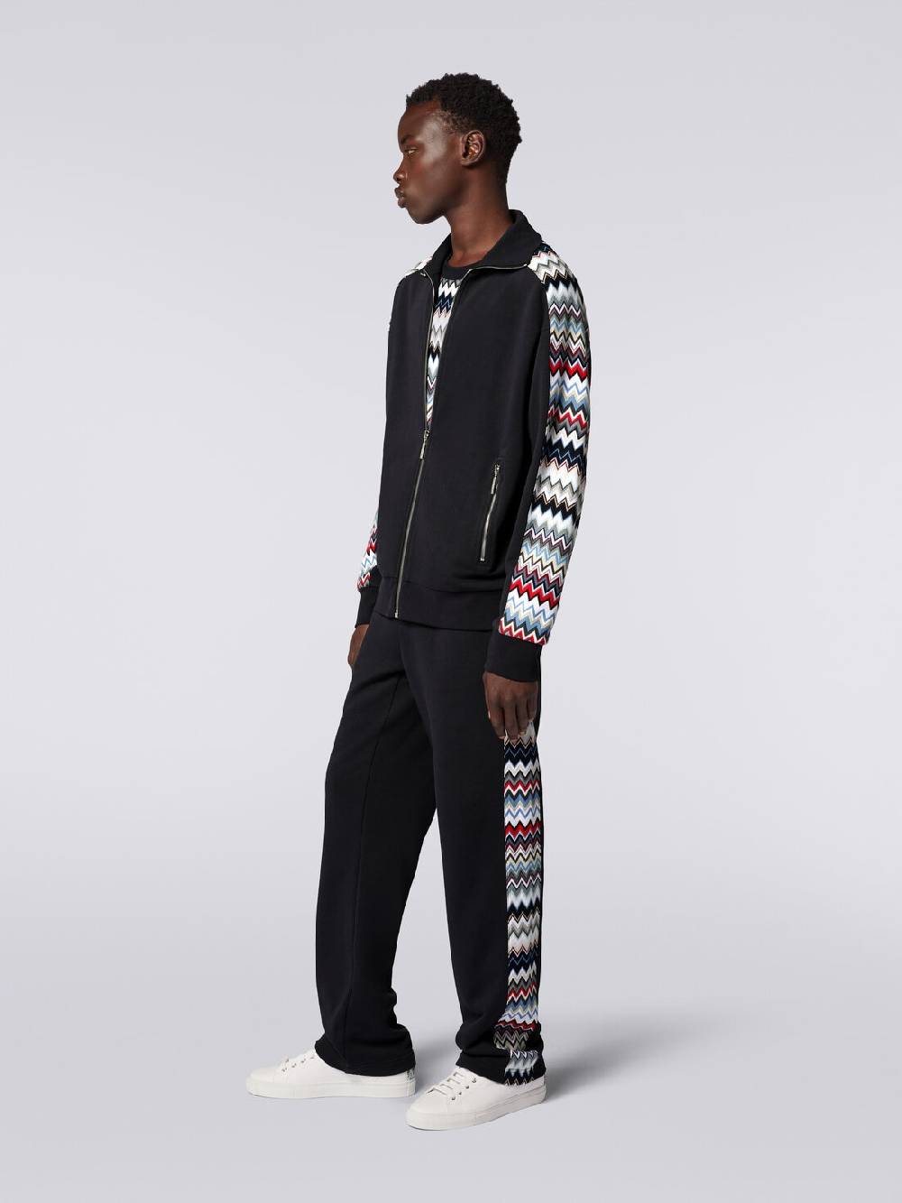 Missoni Felpa in cotone con zip e inserti zig zag ACQUISTA ORA