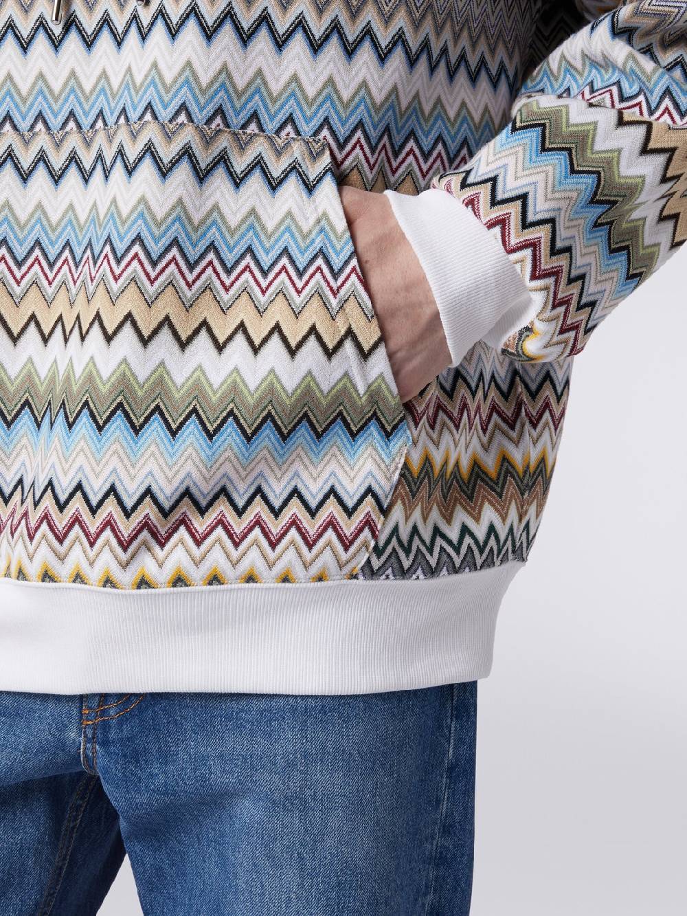 Missoni Felpa con cappuccio in cotone zig zag Latest stili