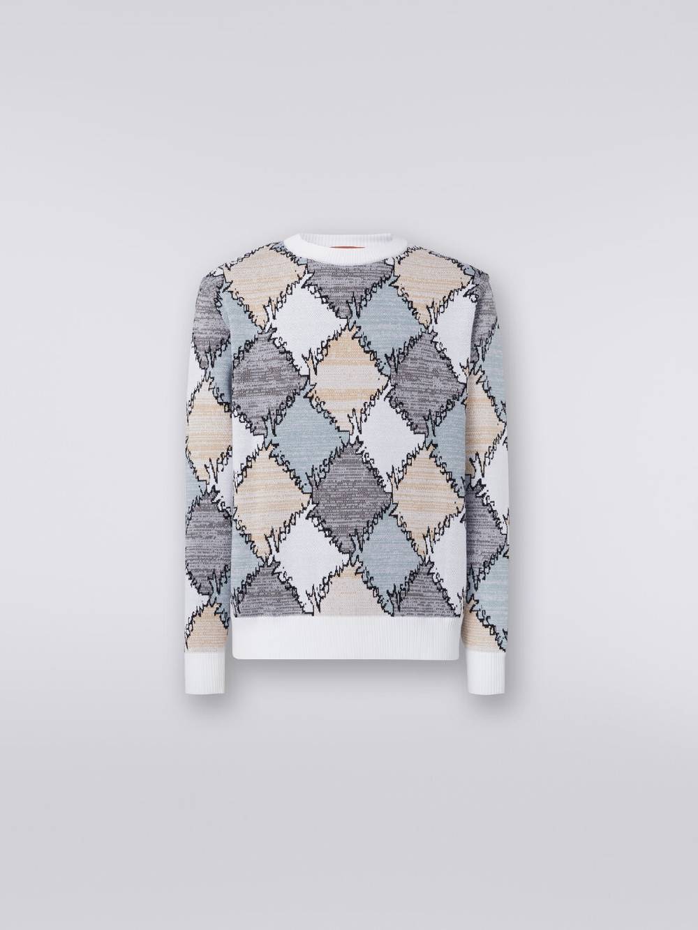 Missoni Pullover giorocollo in cotone a losanghe con scritta logo Fino al 55% di sconto