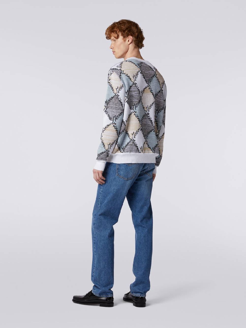 Missoni Pullover giorocollo in cotone a losanghe con scritta logo Fino al 55% di sconto