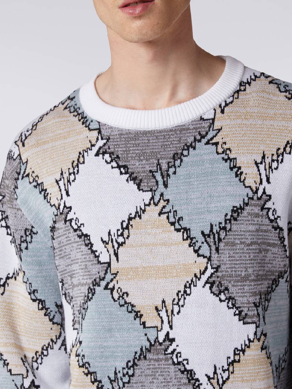 Missoni Pullover giorocollo in cotone a losanghe con scritta logo Fino al 55% di sconto