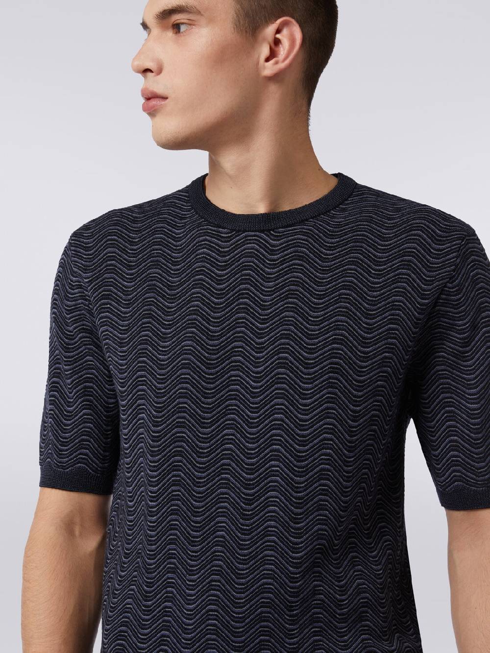 Missoni T-shirt girocollo in lana e viscosa con motivo a onde Black Friday Prezzi