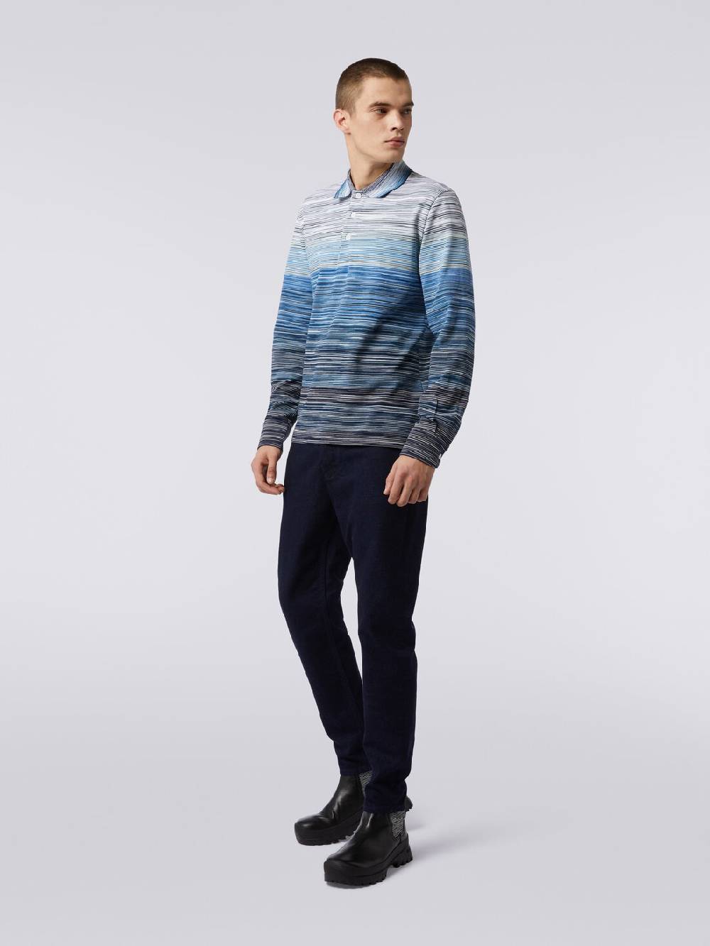 Missoni Polo a maniche lunghe in piquet di cotone fiammato Vendita