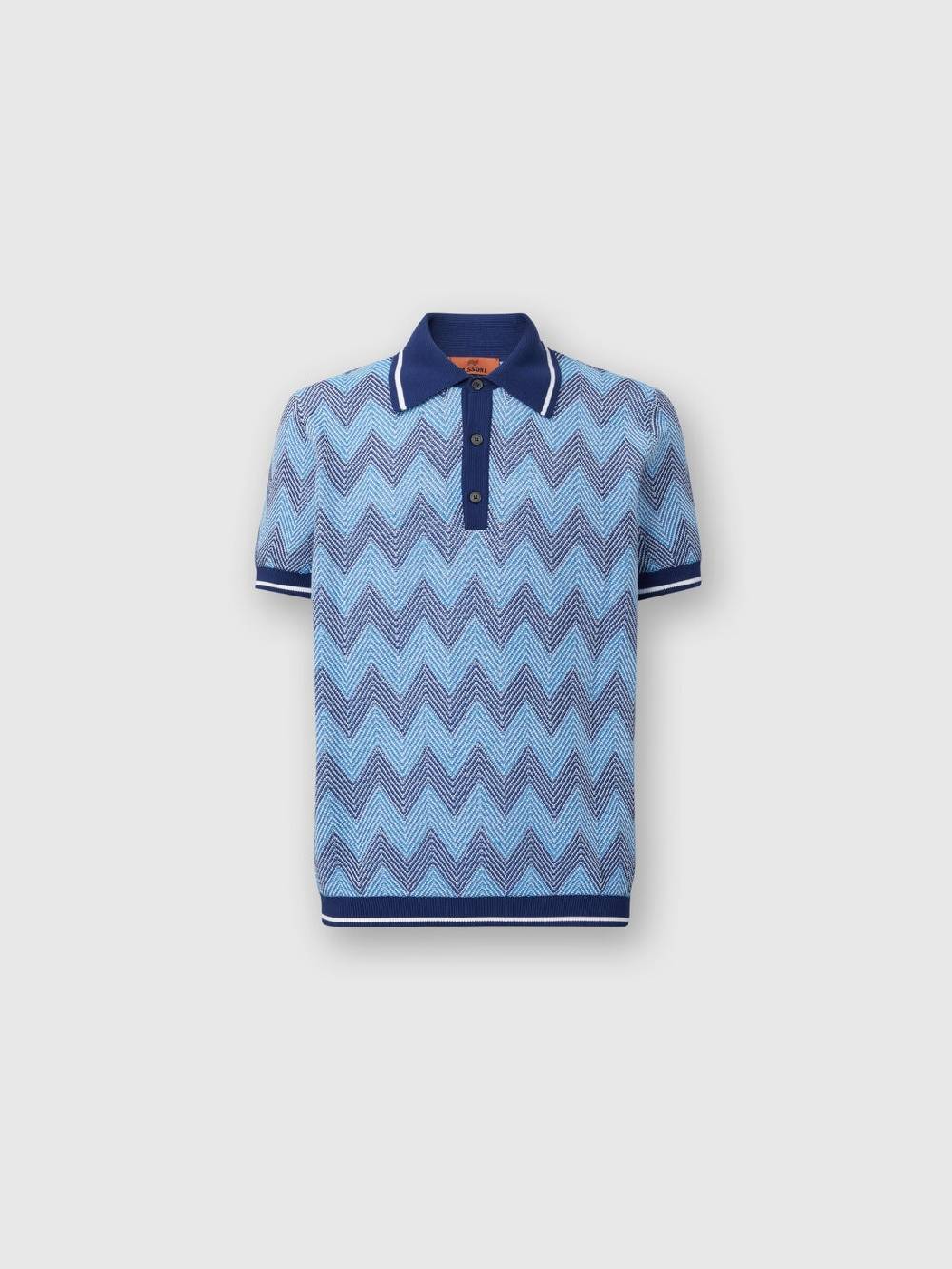 Missoni Polo a maniche corte in cotone zig zag con profili a contrasto Promozione