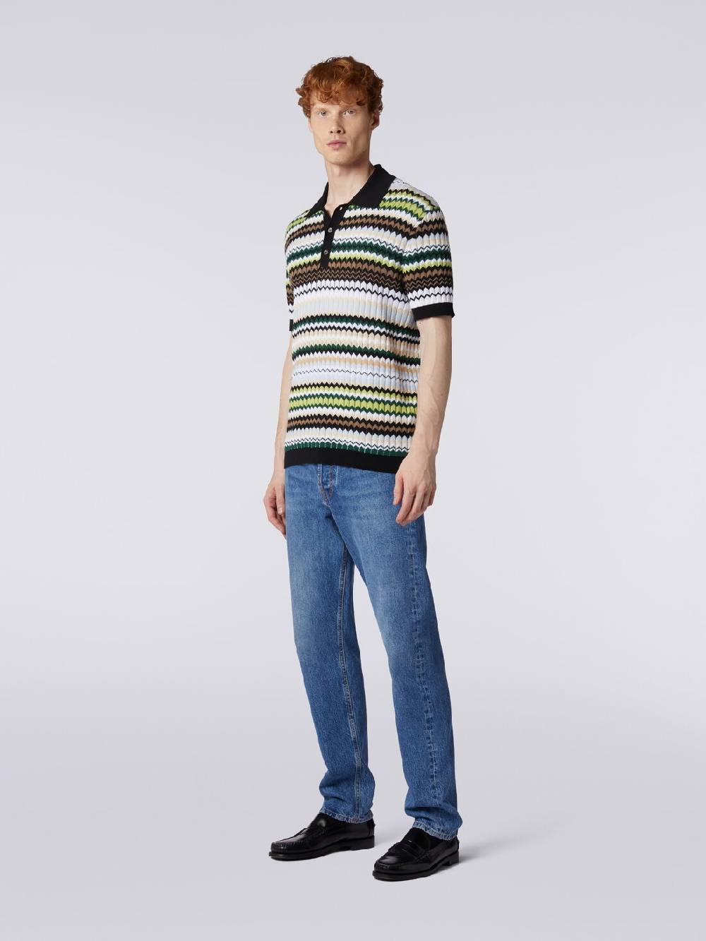 Missoni Polo a maniche corte in maglia di cotone zig zag Consegna Veloce