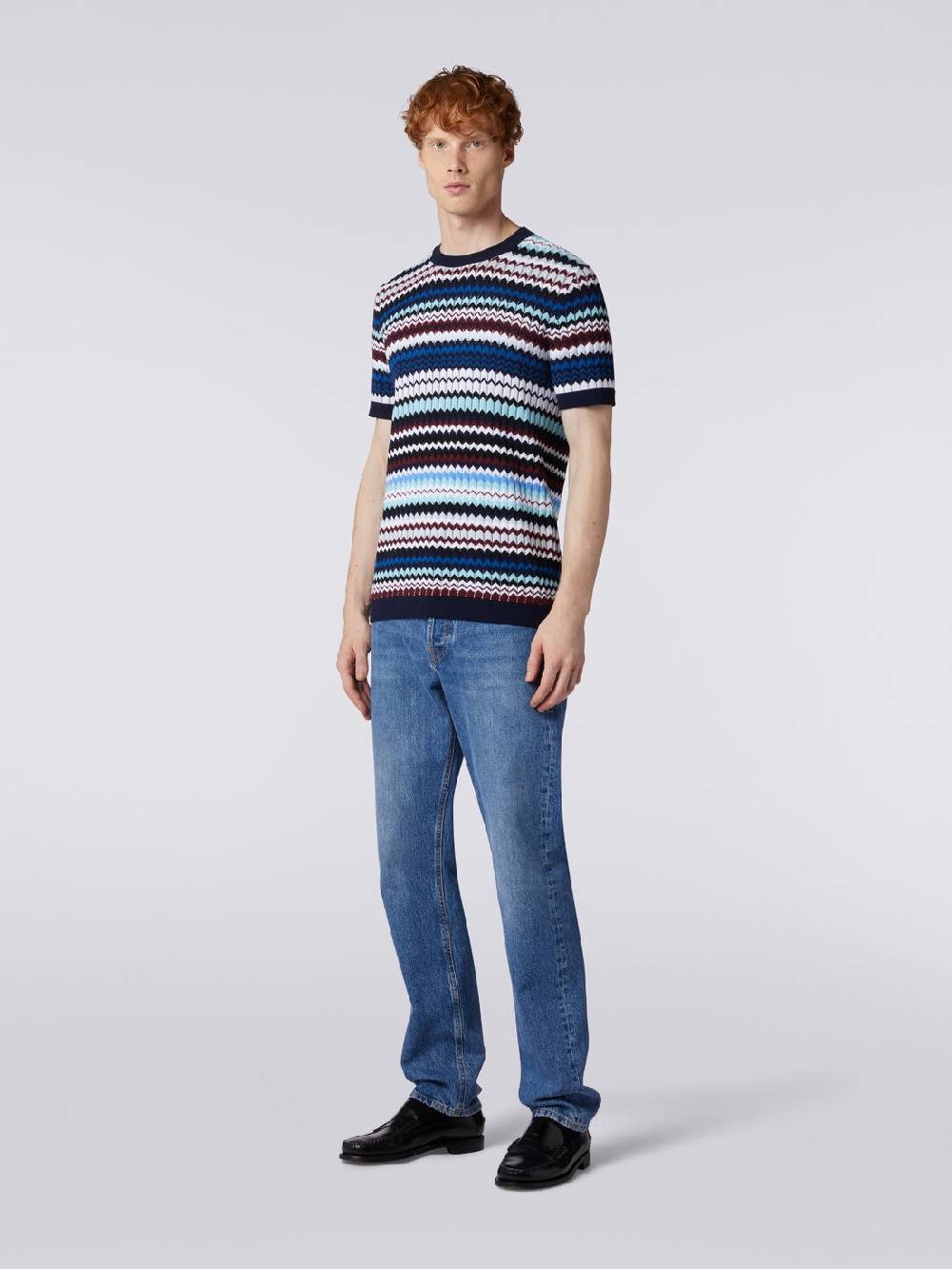 Missoni T-shirt in maglia di cotone zig zag a costine Promozione Limitata