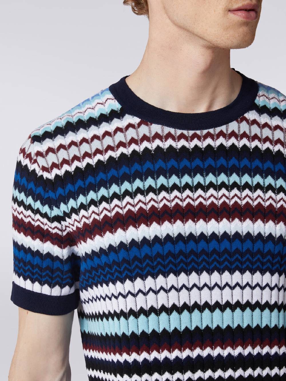 Missoni T-shirt in maglia di cotone zig zag a costine Promozione Limitata