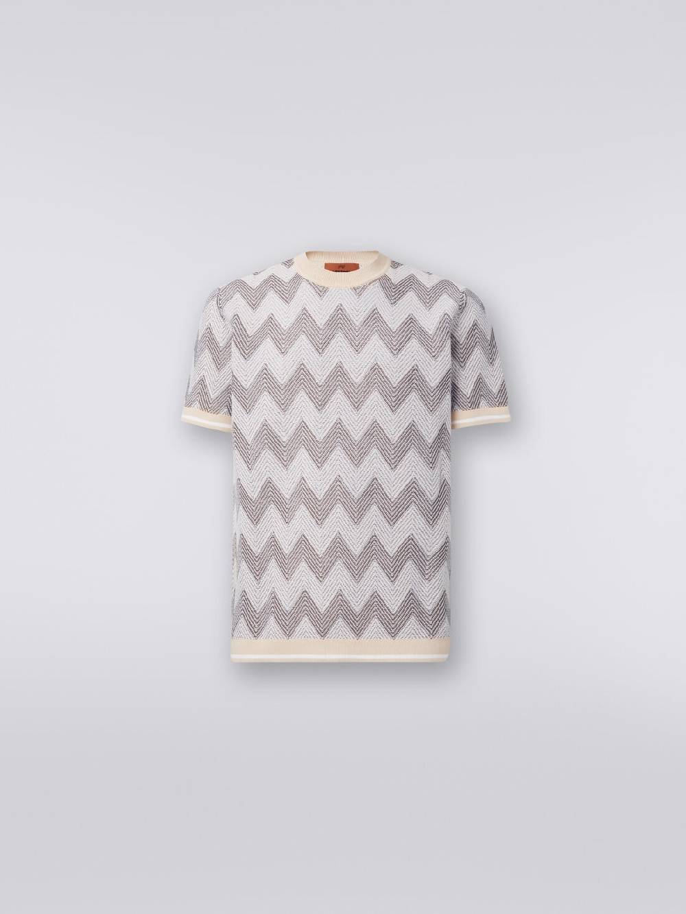 Missoni T-shirt in maglia di cotone chevron con profili a contrasto Prezzo Ridotto