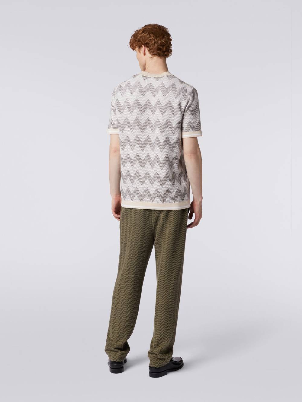 Missoni T-shirt in maglia di cotone chevron con profili a contrasto Prezzo Ridotto