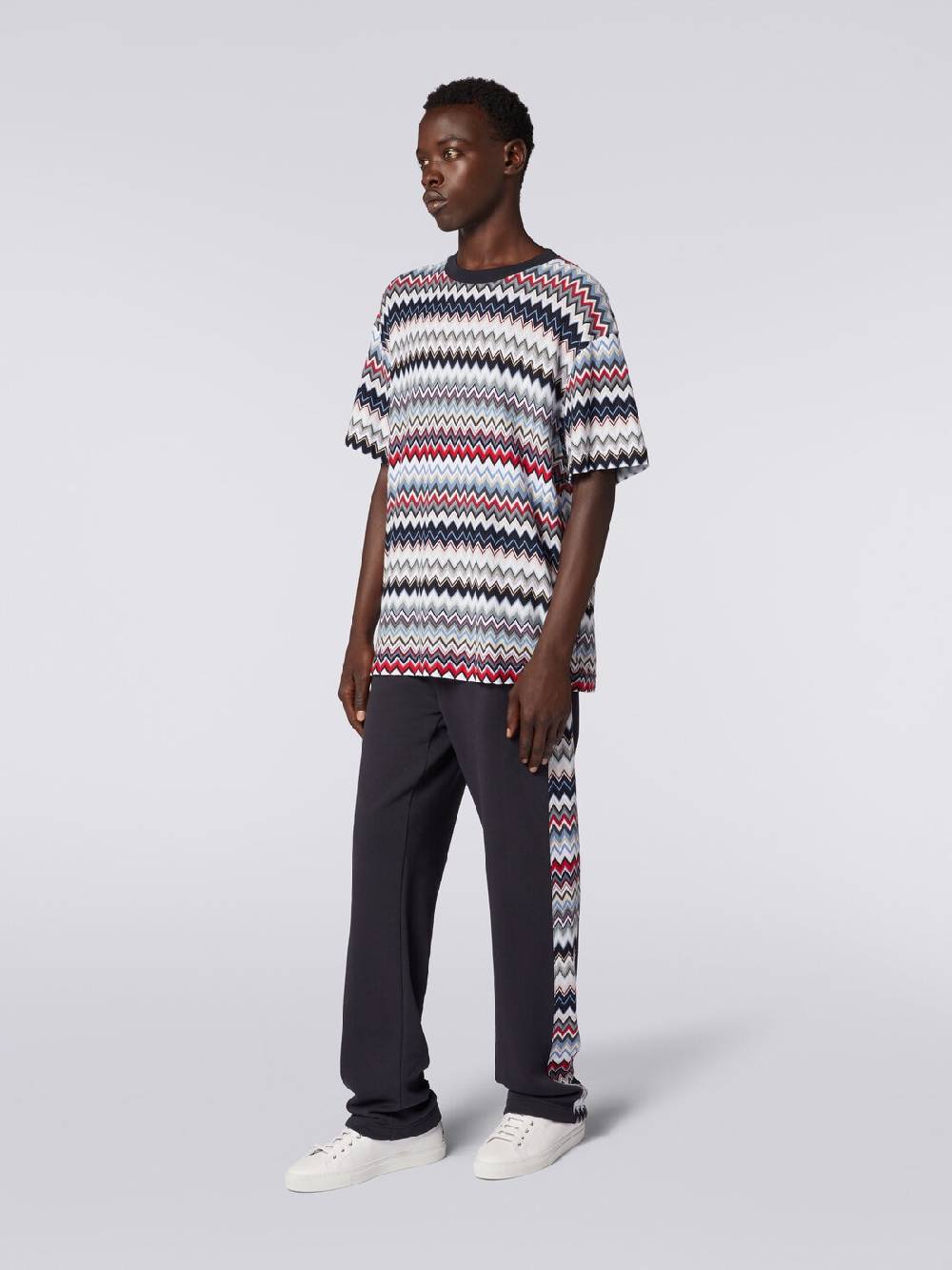 Missoni T-shirt girocollo in cotone zig zag Sottocosto