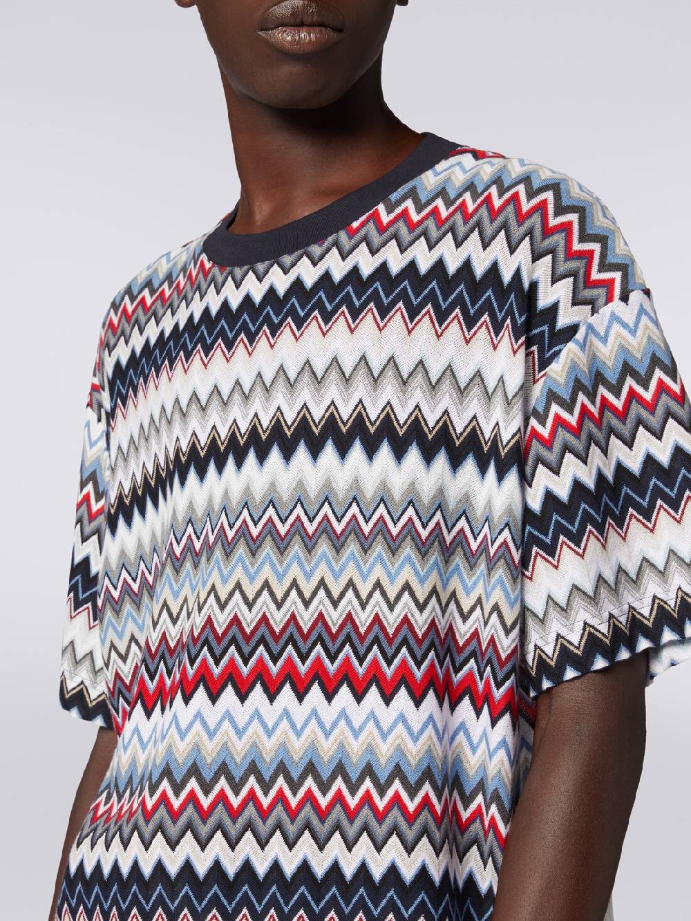 Missoni T-shirt girocollo in cotone zig zag Sottocosto