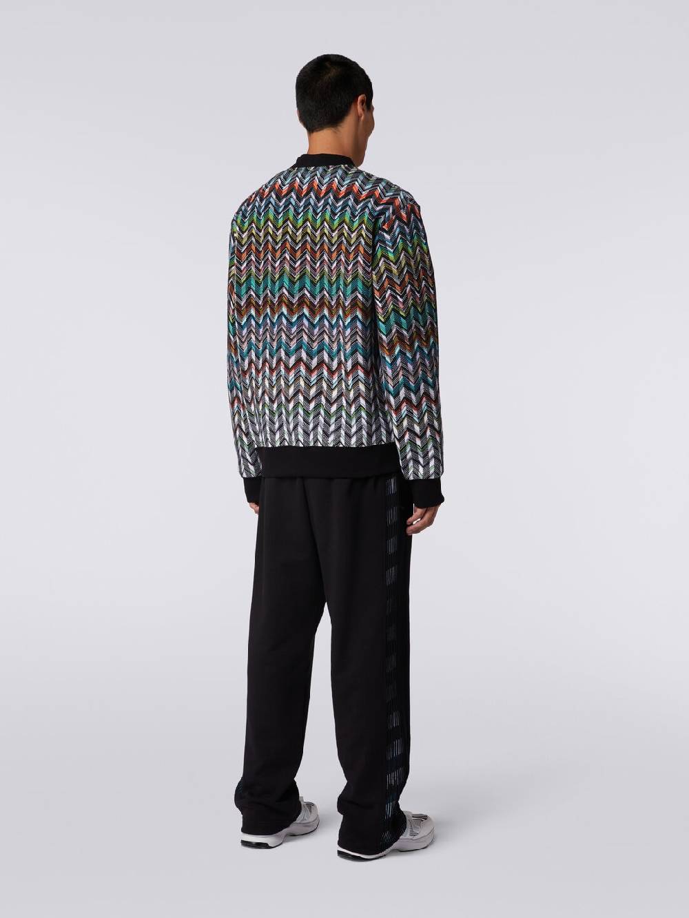 Missoni Cardigan in maglia zig zag con profili tinta unita In Vendita