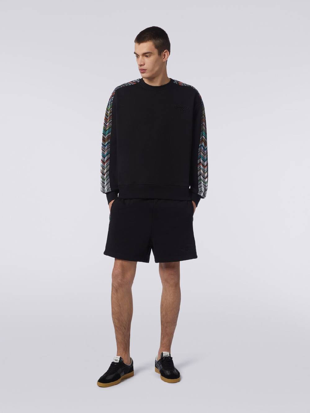 Missoni Felpa girocollo in cotone con dettagli in maglia zig zag Vendita Calda