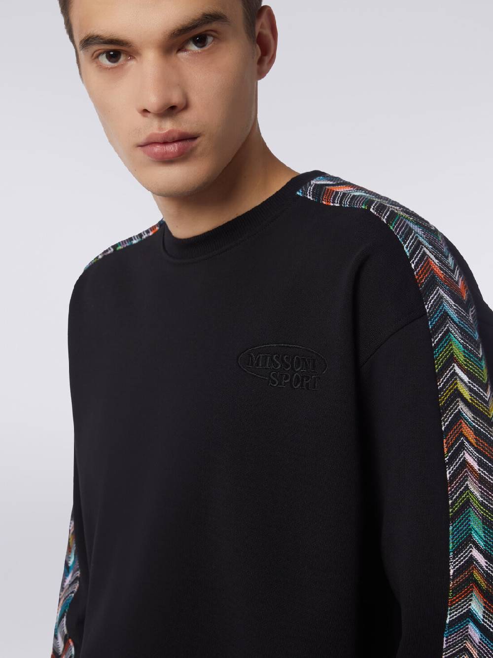 Missoni Felpa girocollo in cotone con dettagli in maglia zig zag Vendita Calda