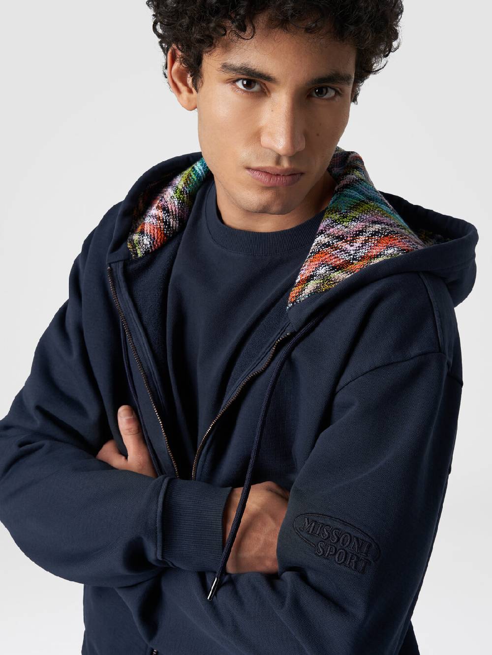 Missoni Cardigan in felpa di cotone con cappuccio foderato in maglia Vendita Economica