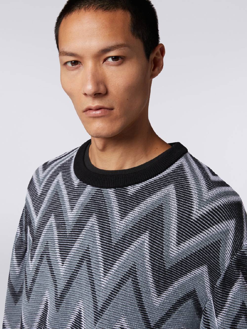 Missoni Pullover girocollo in cotone zig zag Vendite Flash