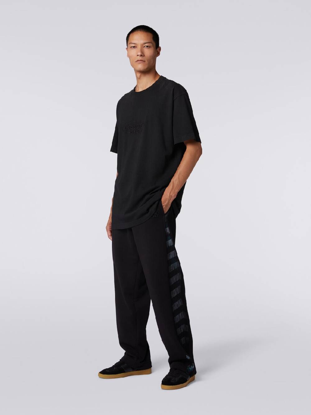 Missoni Pantaloni in felpa con logo e bande laterali in maglia Moda