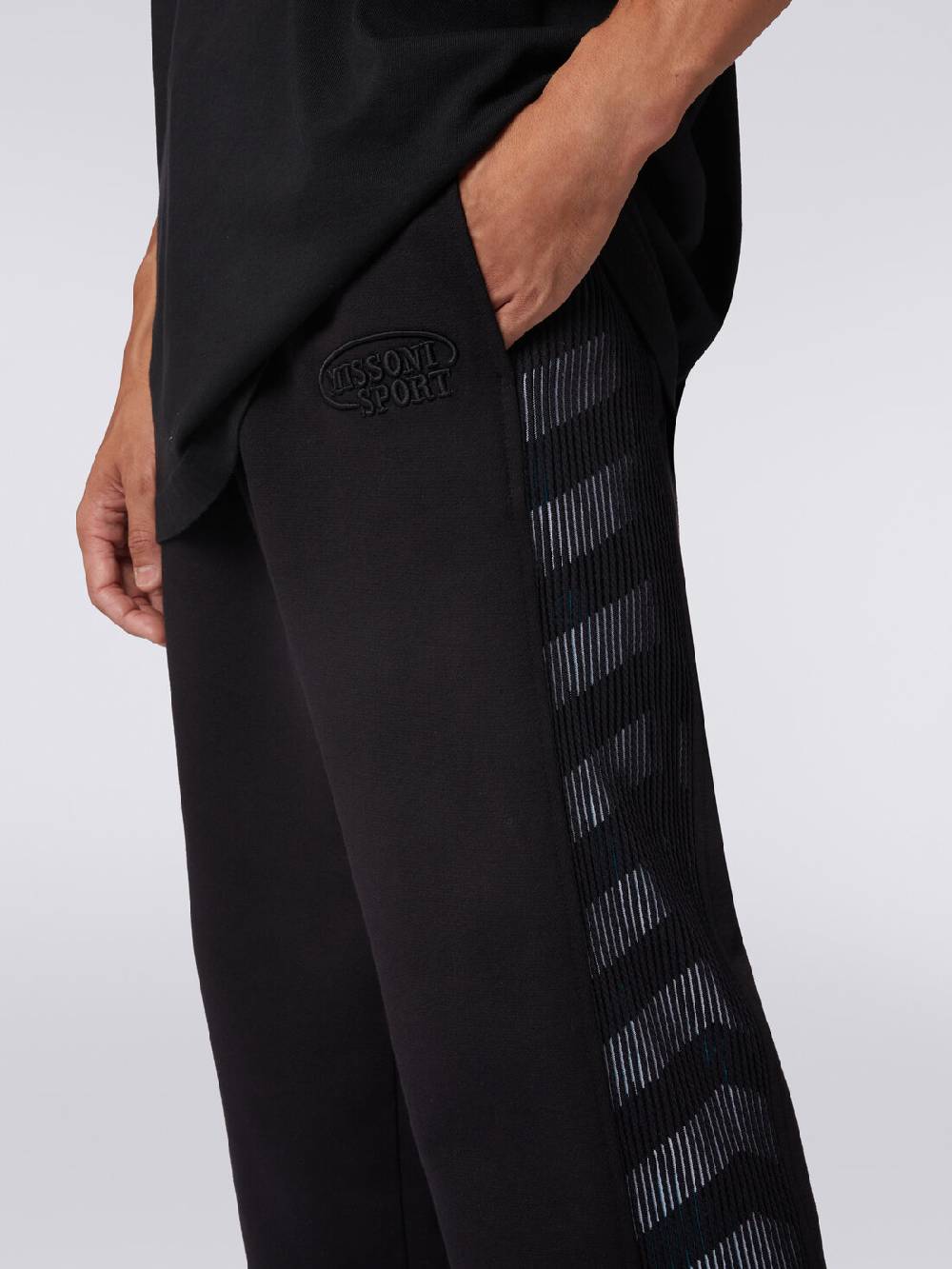 Missoni Pantaloni in felpa con logo e bande laterali in maglia Moda