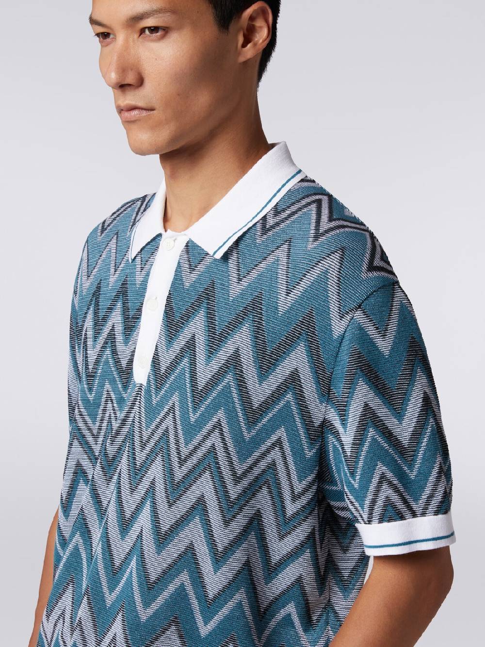 Missoni Polo in maglia zig zag con dettagli tinta unita Sconto di tempo limitato