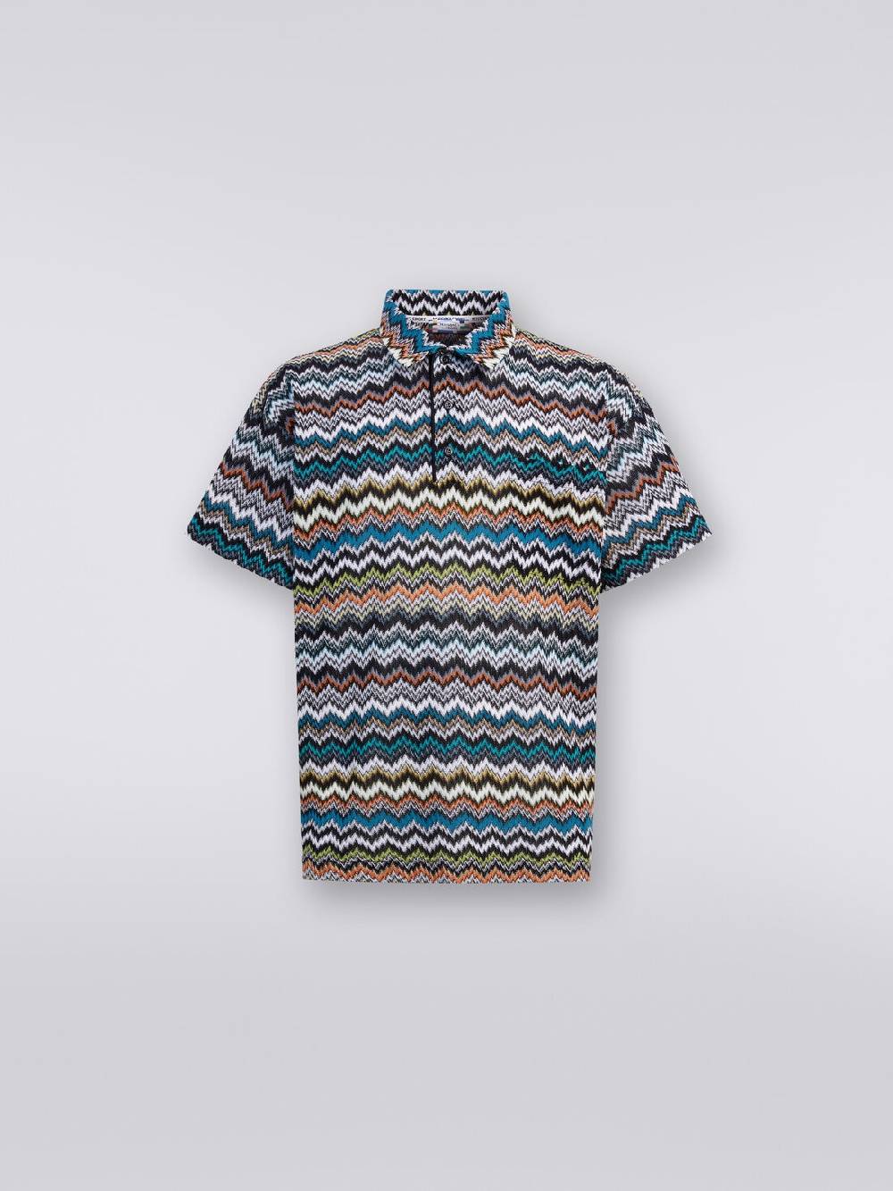 Missoni Polo in maglia di viscosa e cotone zig zag Negozio online di fabbrica
