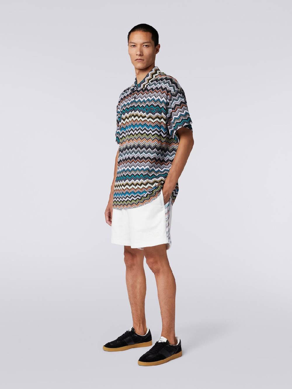Missoni Polo in maglia di viscosa e cotone zig zag Negozio online di fabbrica