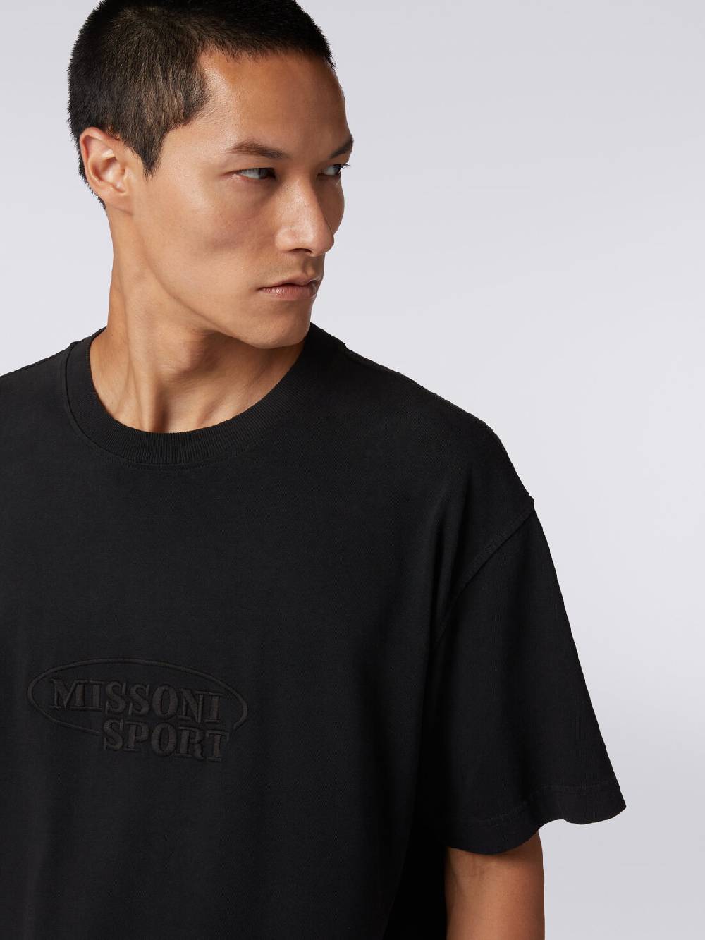 Missoni T-shirt girocollo in cotone con logo Prezzo di fabbrica