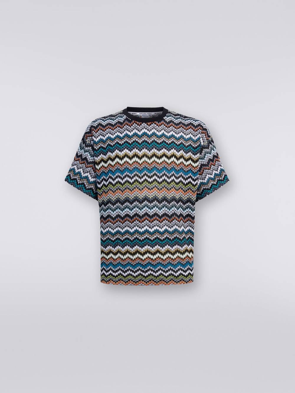 Missoni T-shirt girocollo in maglia di cotone zig zag Comprare a buon mercato