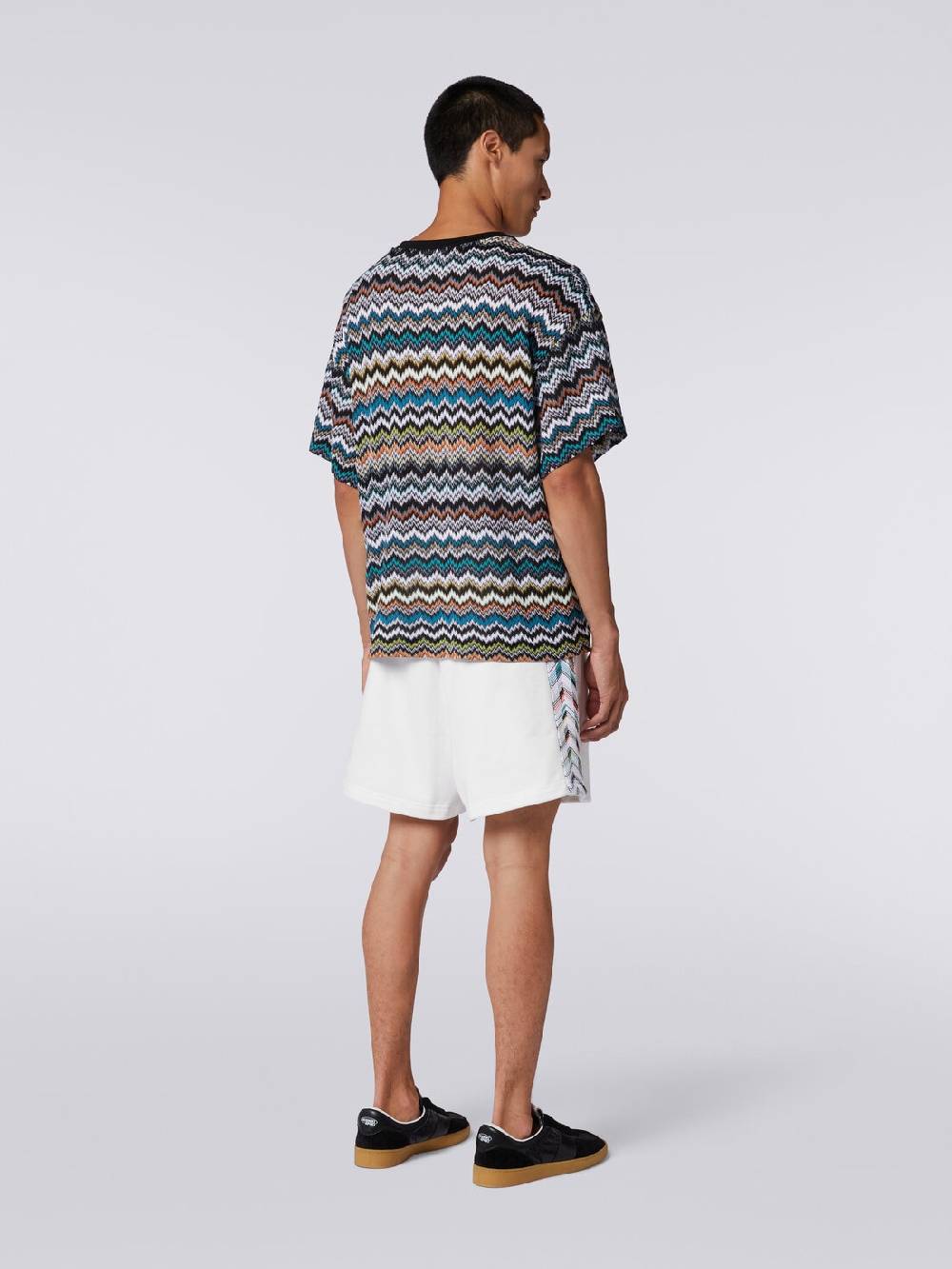 Missoni T-shirt girocollo in maglia di cotone zig zag Comprare a buon mercato