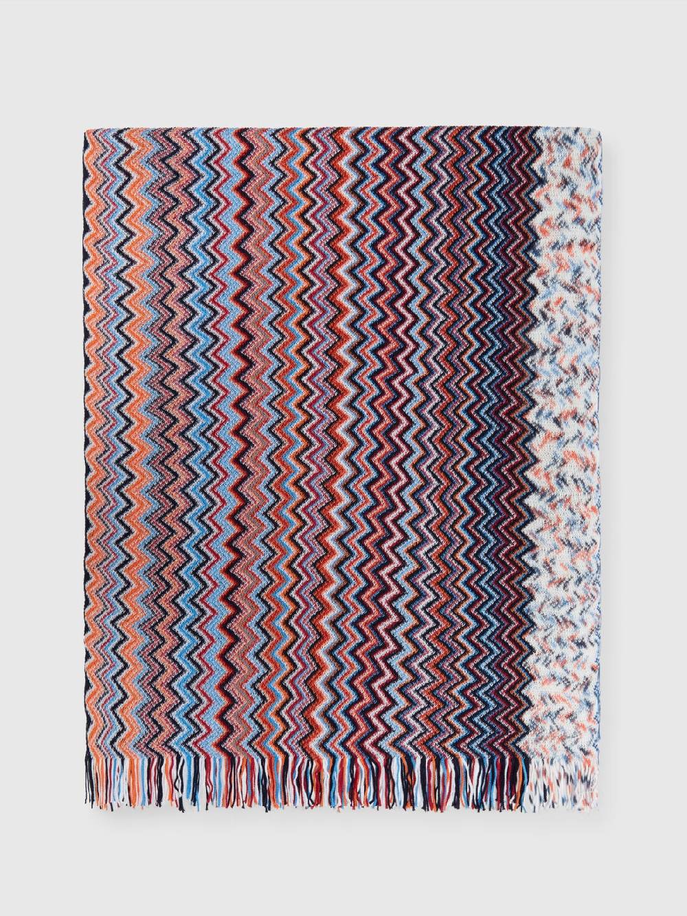 Missoni Sciarpa in cotone chevron con frange Grandi sconti