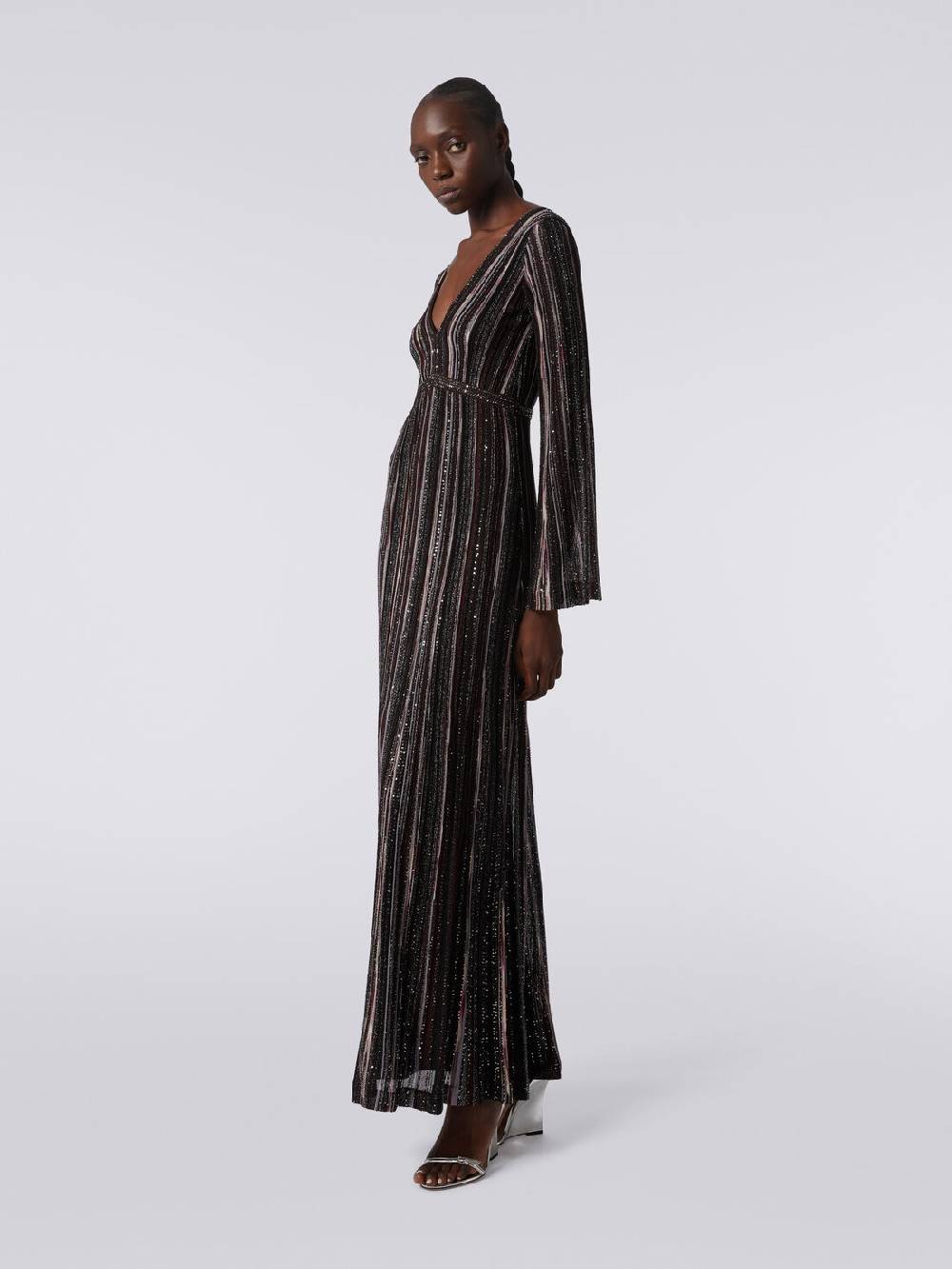 Missoni Abito lungo a righe verticali in misto viscosa con paillettes Sconti VIP